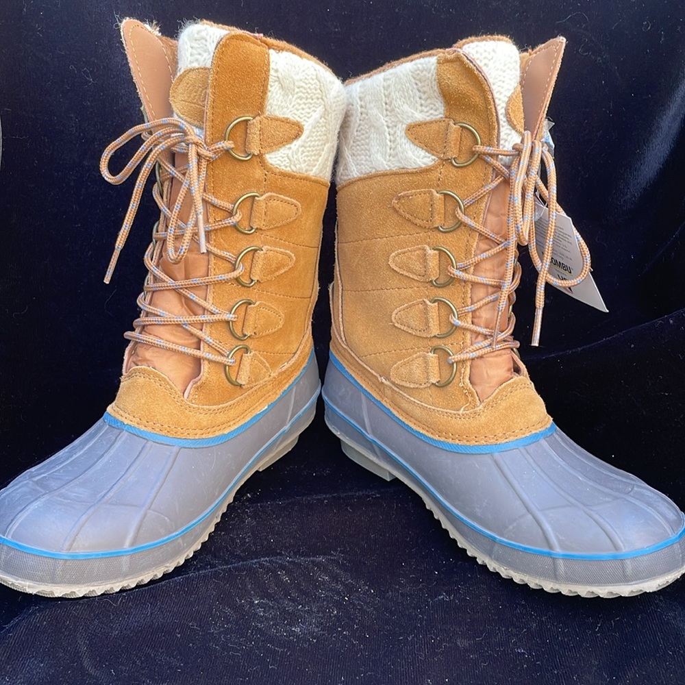 KHOMBU LEATHER MIX / RUBBER LACE UP SNOW / WINTER BOOTS - 9 - NWT ! ❄️ - Picture 6 of 12